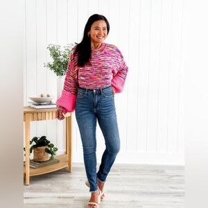 Judy Blue High Rise Medium Wash Tummy Control Side Slit Frayed Hem Skinny Jeans